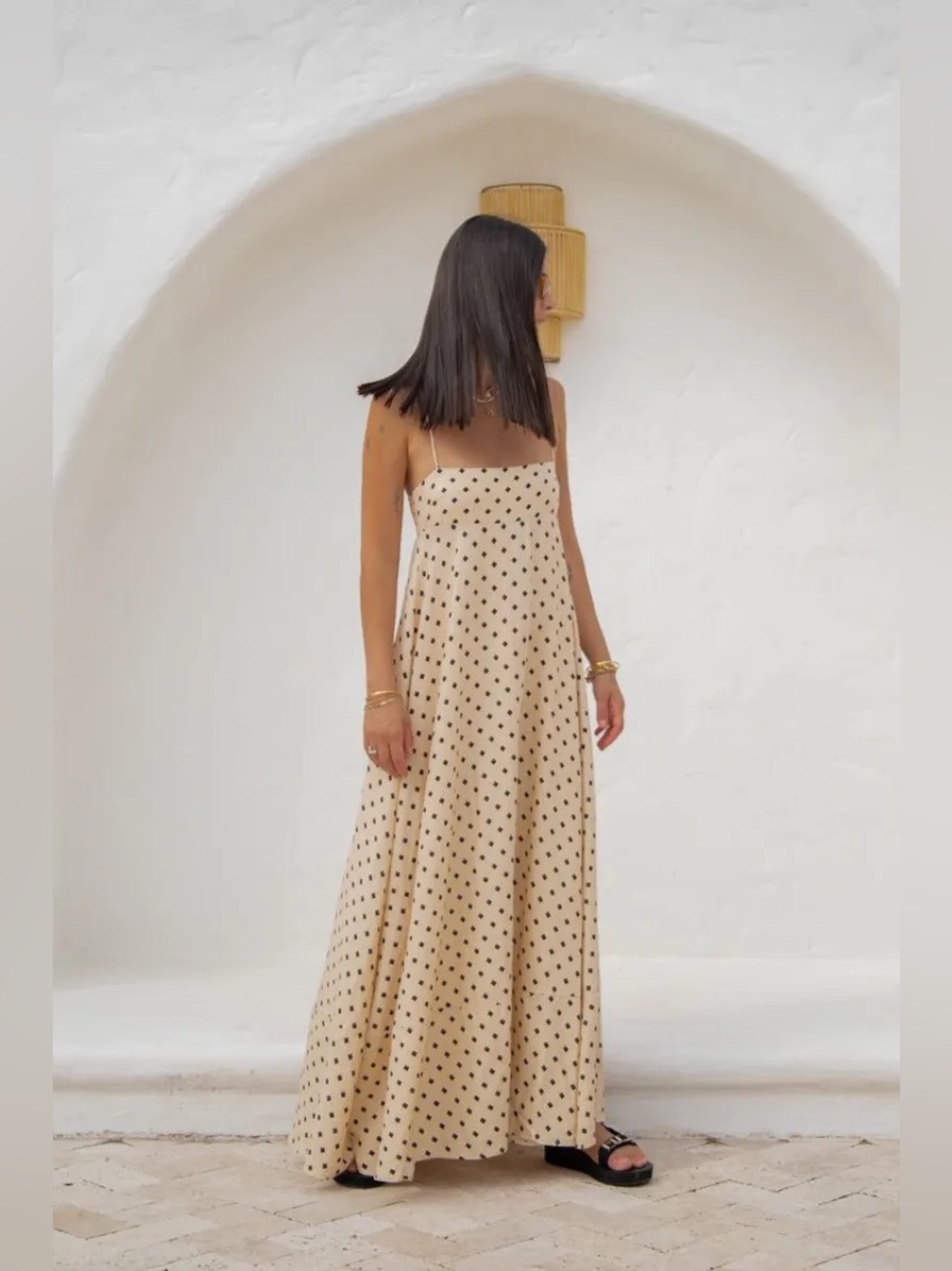 NEW VRG GRL Behati Linen blend Maxi Dress in Square - Picture 3 of 17